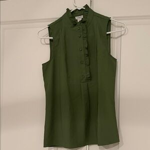 NWOT J. Crew Green Ruffle Sleeveless Top